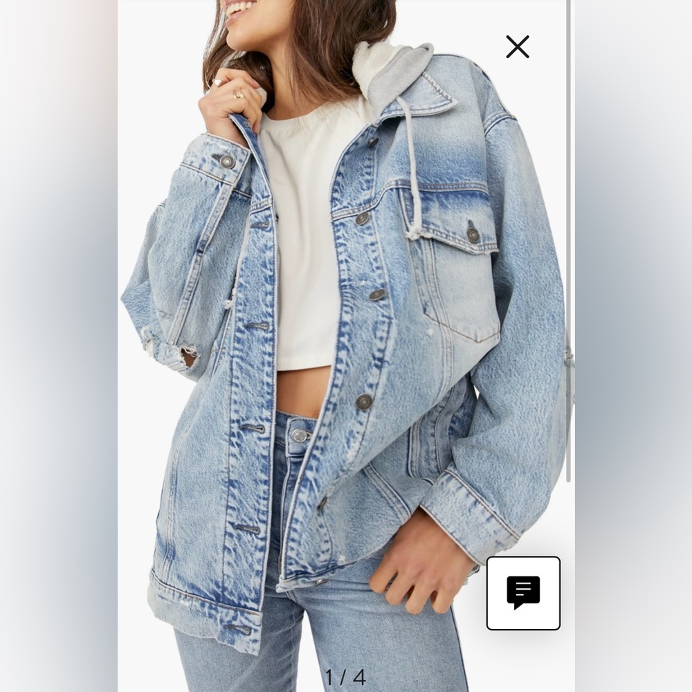 Women’s Free People Oversized “flawless hooded denim jacket” Sz. S
